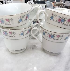 Dynasty Fine China Rapture Pattern Footed Cups Set Of 6